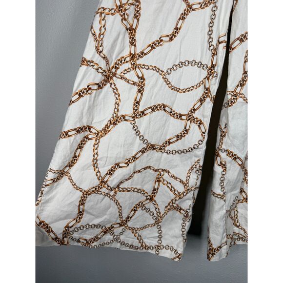 Maeve Anthropologie Linen Blend Palazzo Pants Womens Sz 4 Wide Leg Chain Print - Picture 3 of 15